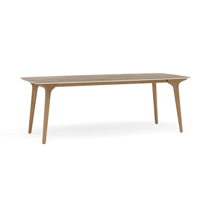 Manutti Torsa Table 264x118cm M 90h Hauteur: 90cm Teak natural Céramique Travertin 12mm (5K54)