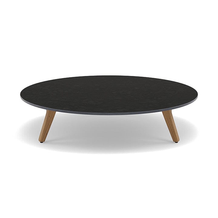 Manutti Torsa Table ø100cm A 25h Hauteur: 25cm Teak natural Céramique Basalt Black 12mm (5K67)