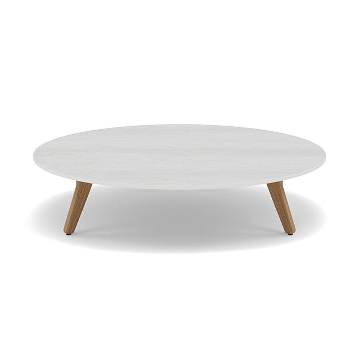 Manutti Torsa Table ø100cm A 25h Hauteur: 25cm Teak natural Céramique Perla 12mm (5K66)