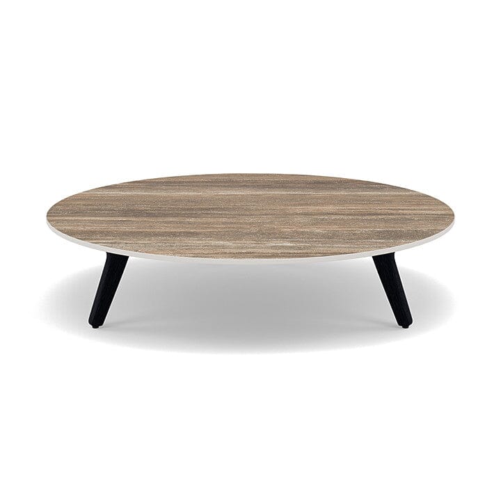 Manutti Torsa Table ø100cm A 25h Hauteur: 25cm Teak nero Céramique Travertin 12mm (5K54)