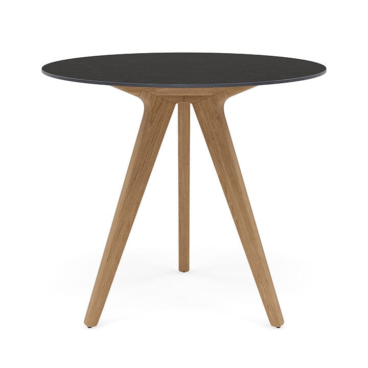 Manutti Torsa Table ø100cm D 75h Hauteur: 75cm Teak natural Céramique Basalt Black 12mm (5K67)