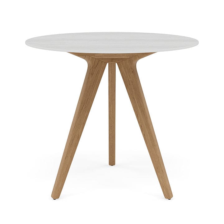 Manutti Torsa Table ø100cm D 75h Hauteur: 75cm Teak natural Céramique Perla 12mm (5K66)