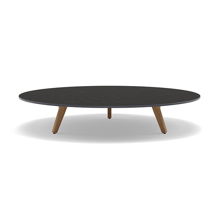 Manutti Torsa Table ø125cm A 25h Hauteur: 25cm Teak natural Céramique Basalt Black 12mm (5K67)