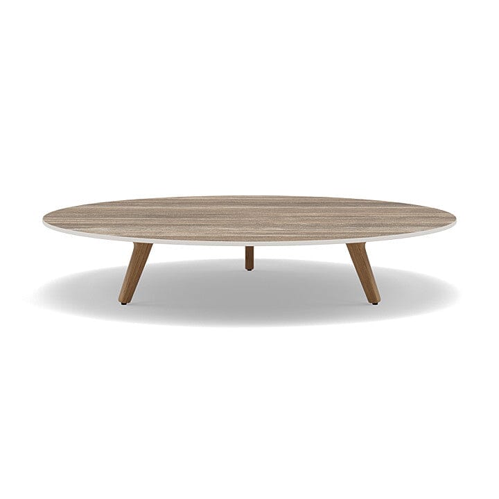 Manutti Torsa Table ø125cm A 25h Hauteur: 25cm Teak natural Céramique Travertin 12mm (5K54)