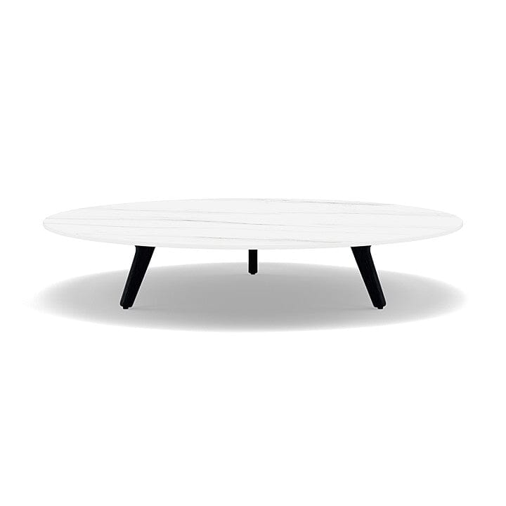 Manutti Torsa Table ø125cm A 25h Hauteur: 25cm Teak nero Céramique Marble White 12mm (5K58)