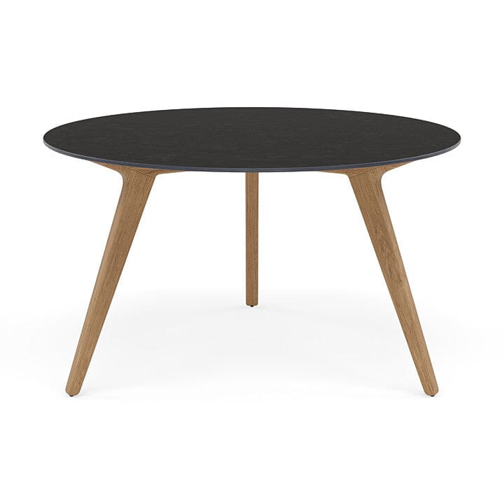 Manutti Torsa Table ø125cm D 75h Hauteur: 75cm Teak natural Céramique Basalt Black 12mm (5K67)