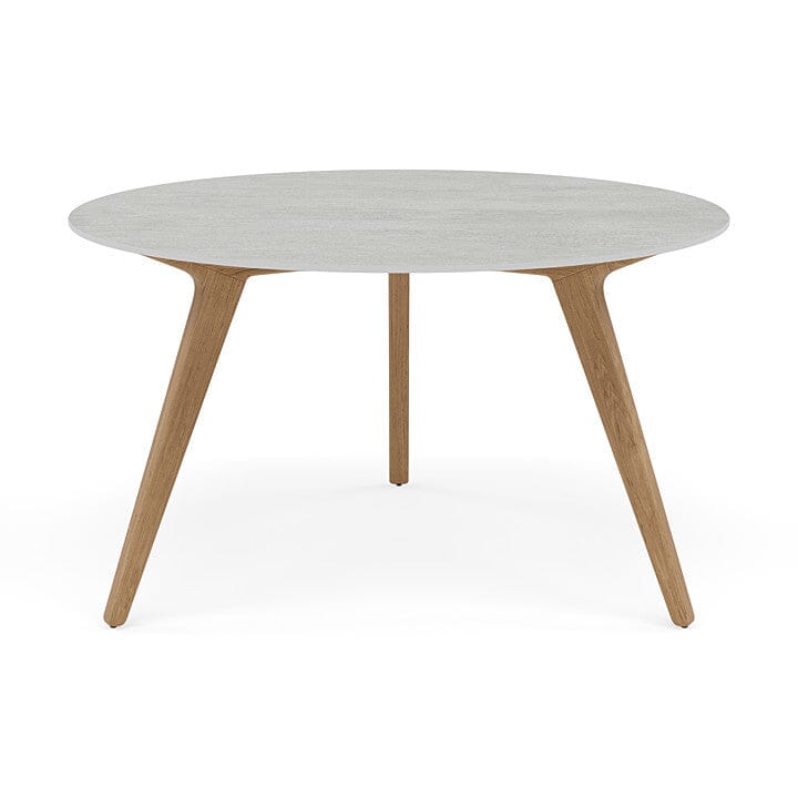 Manutti Torsa Table ø125cm D 75h Hauteur: 75cm Teak natural Céramique Concrete 12mm (5K68)