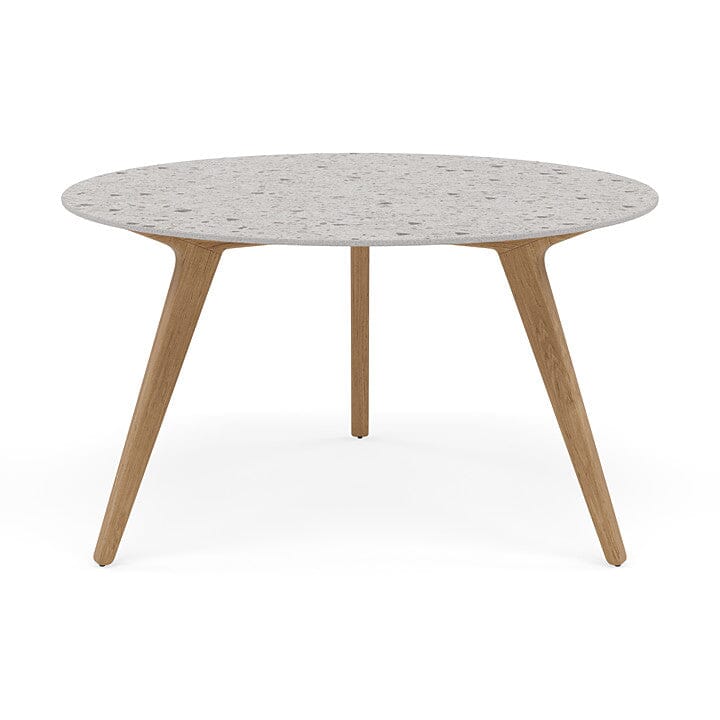 Manutti Torsa Table ø125cm D 75h Hauteur: 75cm Teak natural Céramique Fossil 12mm (5K53)