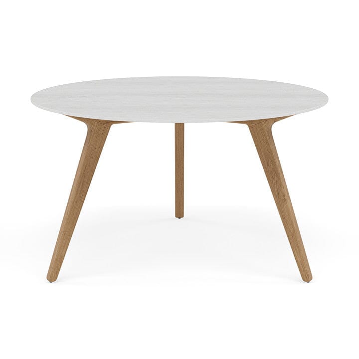 Manutti Torsa Table ø125cm D 75h Hauteur: 75cm Teak natural Céramique Perla 12mm (5K66)