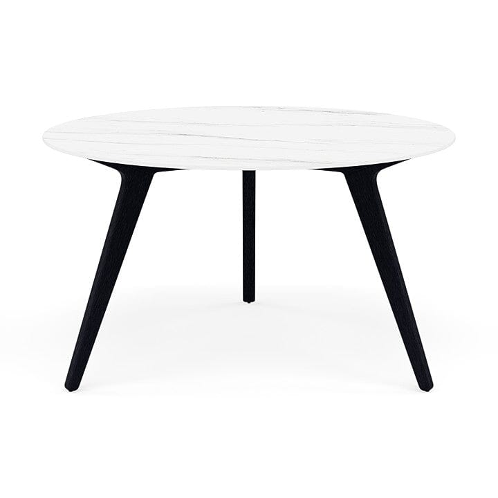 Manutti Torsa Table ø125cm D 75h Hauteur: 75cm Teak nero Céramique Marble White 12mm (5K58)