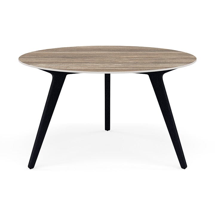 Manutti Torsa Table ø125cm D 75h Hauteur: 75cm Teak nero Céramique Travertin 12mm (5K54)