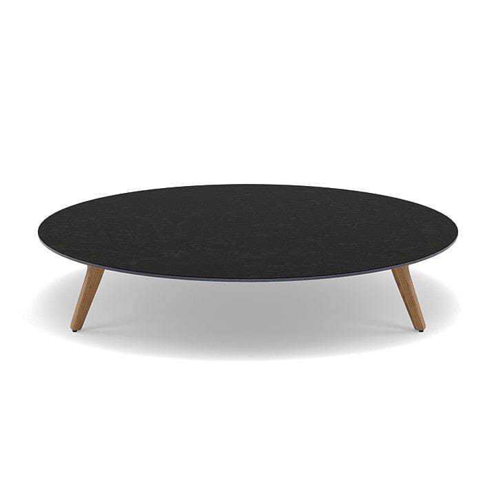 Manutti Torsa Table ø148cm A 30h Hauteur: 30cm Teak natural Céramique Basalt Black 12mm (5K67)