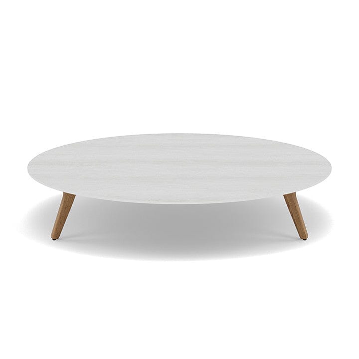 Manutti Torsa Table ø148cm A 30h Hauteur: 30cm Teak natural Céramique Perla 12mm (5K66)