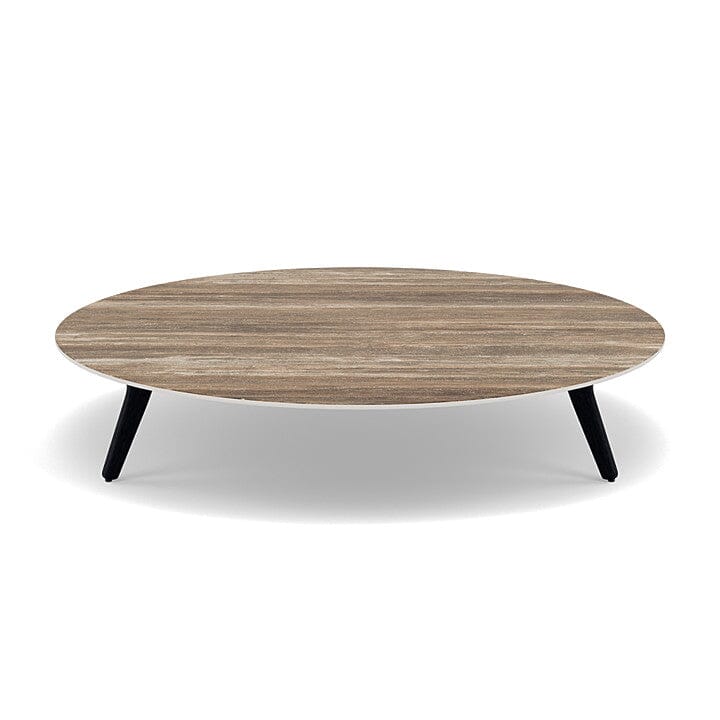 Manutti Torsa Table ø148cm A 30h Hauteur: 30cm Teak nero Céramique Travertin 12mm (5K54)