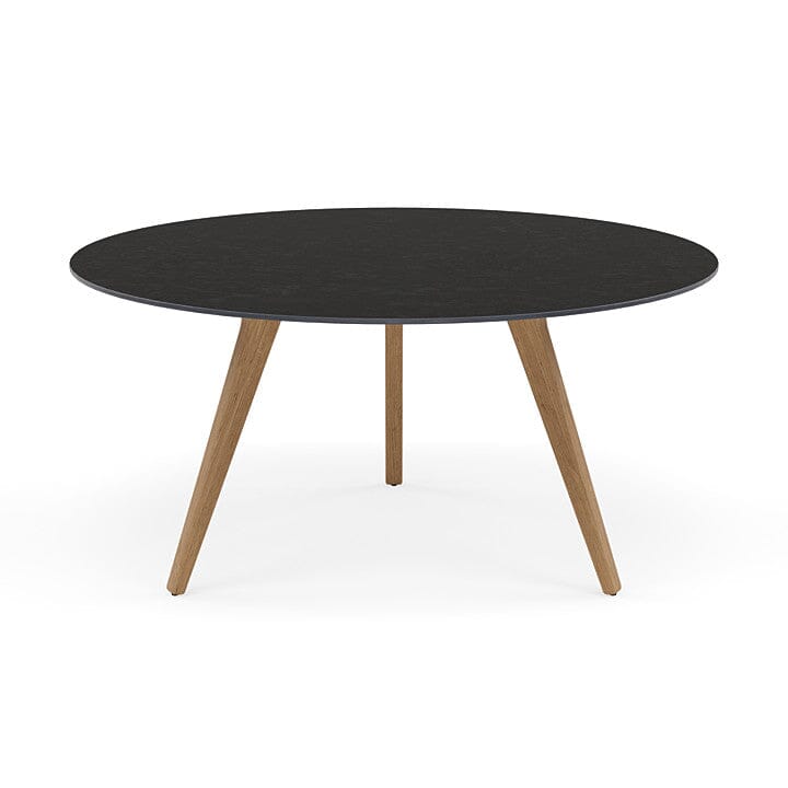 Manutti Torsa Table ø148cm D 75h Hauteur: 75cm Teak natural Céramique Basalt Black 12mm (5K67)