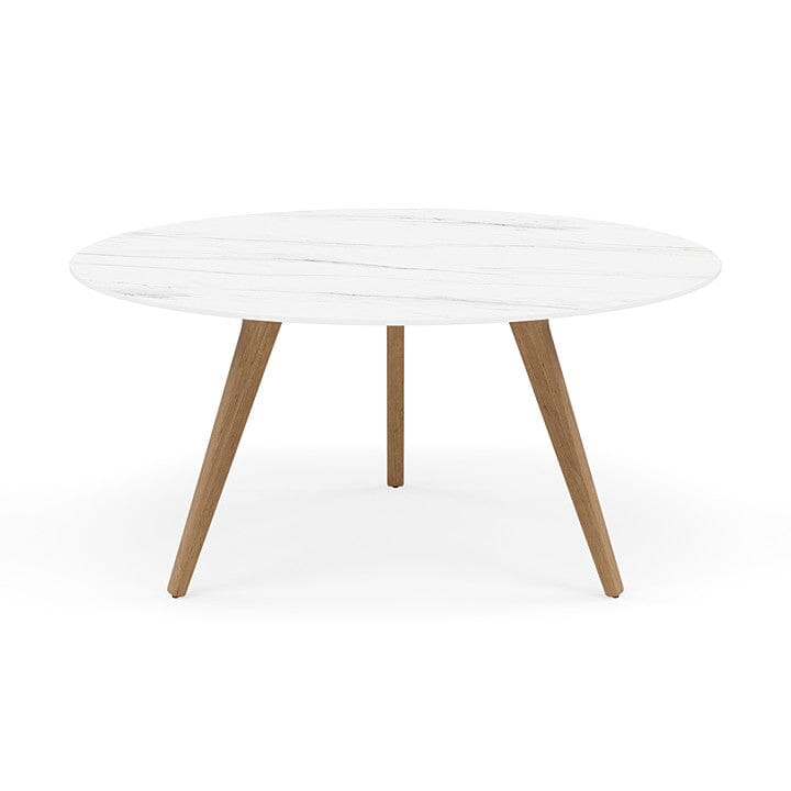 Manutti Torsa Table ø148cm D 75h Hauteur: 75cm Teak natural Céramique Marble White 12mm (5K58)