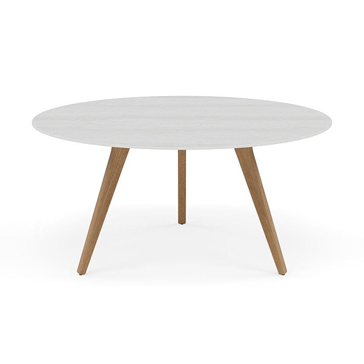 Manutti Torsa Table ø148cm D 75h Hauteur: 75cm Teak natural Céramique Perla 12mm (5K66)