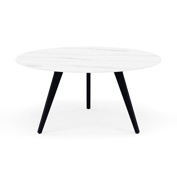 Manutti Torsa Table ø148cm D 75h Hauteur: 75cm Teak nero Céramique Marble White 12mm (5K58)