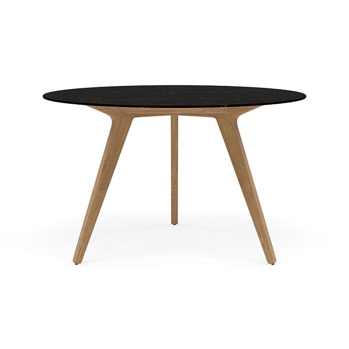 Manutti Torsa Table ø148cm M 90h Hauteur: 90cm Teak natural Céramique Marble Black 12mm (5K59)
