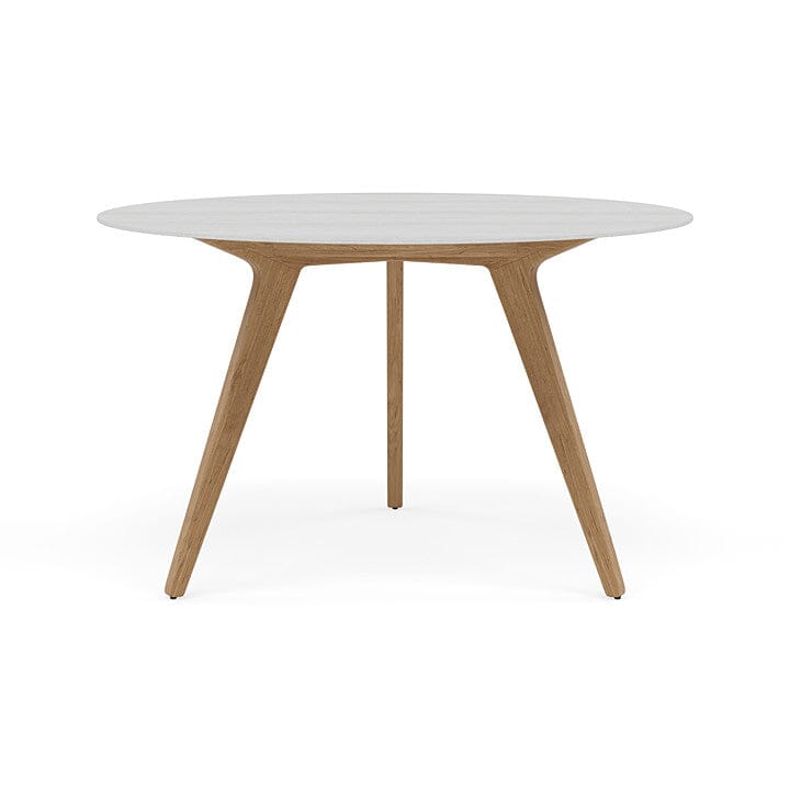 Manutti Torsa Table ø148cm M 90h Hauteur: 90cm Teak natural Céramique Perla 12mm (5K66)