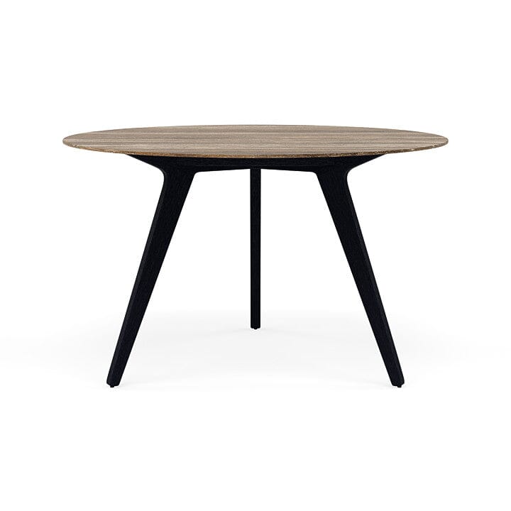 Manutti Torsa Table ø148cm M 90h Hauteur: 90cm Teak nero Céramique Travertin 12mm (5K54)