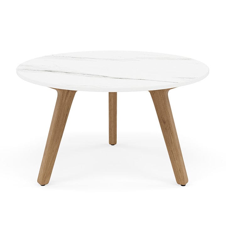 Manutti Torsa Table ø60cm S 35h Hauteur: 35cm Teak natural Céramique Marble White 12mm (5K58)