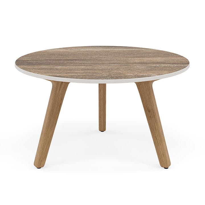 Manutti Torsa Table ø60cm S 35h Hauteur: 35cm Teak natural Céramique Travertin 12mm (5K54)