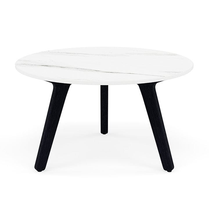 Manutti Torsa Table ø60cm S 35h Hauteur: 35cm Teak nero Céramique Marble White 12mm (5K58)