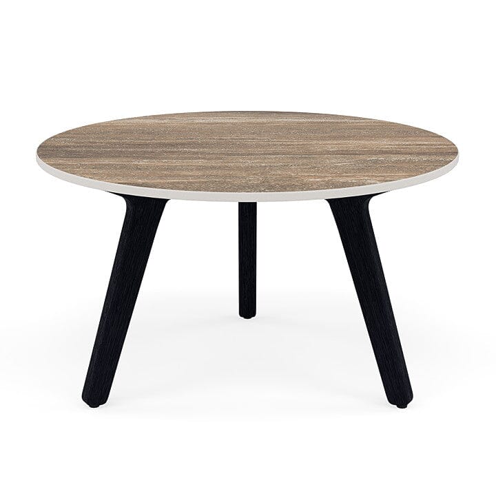 Manutti Torsa Table ø60cm S 35h Hauteur: 35cm Teak nero Céramique Travertin 12mm (5K54)