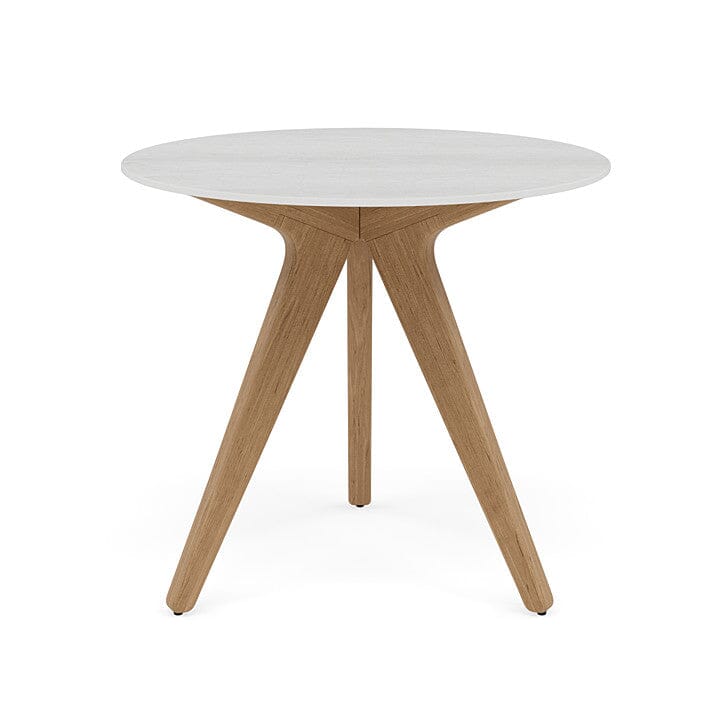 Manutti Torsa Table ø80cm D 75h Hauteur: 75cm Teak natural Céramique Marble White 12mm (5K58)