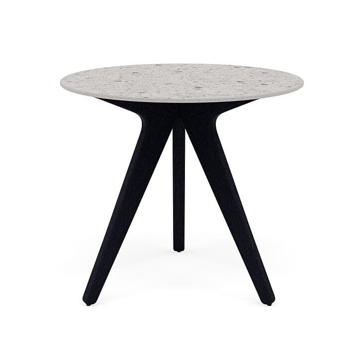 Manutti Torsa Table ø80cm D 75h Hauteur: 75cm Teak nero Céramique Fossil 12mm (5K53)