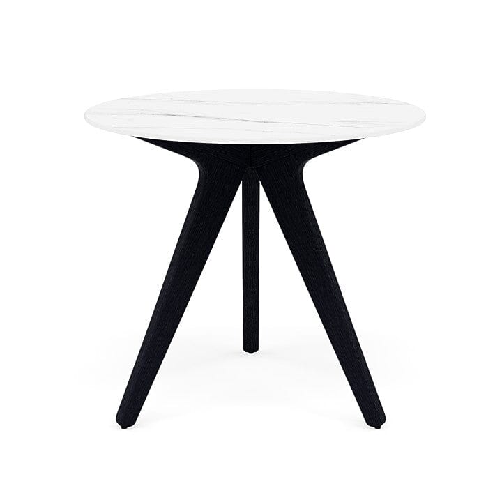 Manutti Torsa Table ø80cm D 75h Hauteur: 75cm Teak nero Céramique Marble White 12mm (5K58)