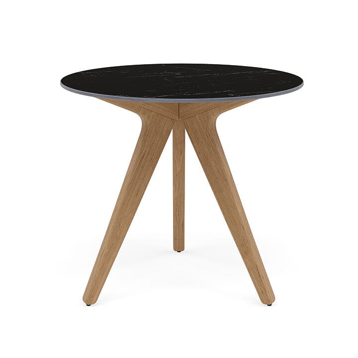 Manutti Torsa Table ø80cm M 90h Hauteur: 90cm Teak natural Céramique Marble Black 12mm (5K59)