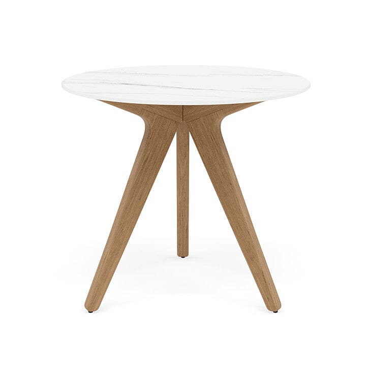 Manutti Torsa Table ø80cm M 90h Hauteur: 90cm Teak natural Céramique Marble White 12mm (5K58)
