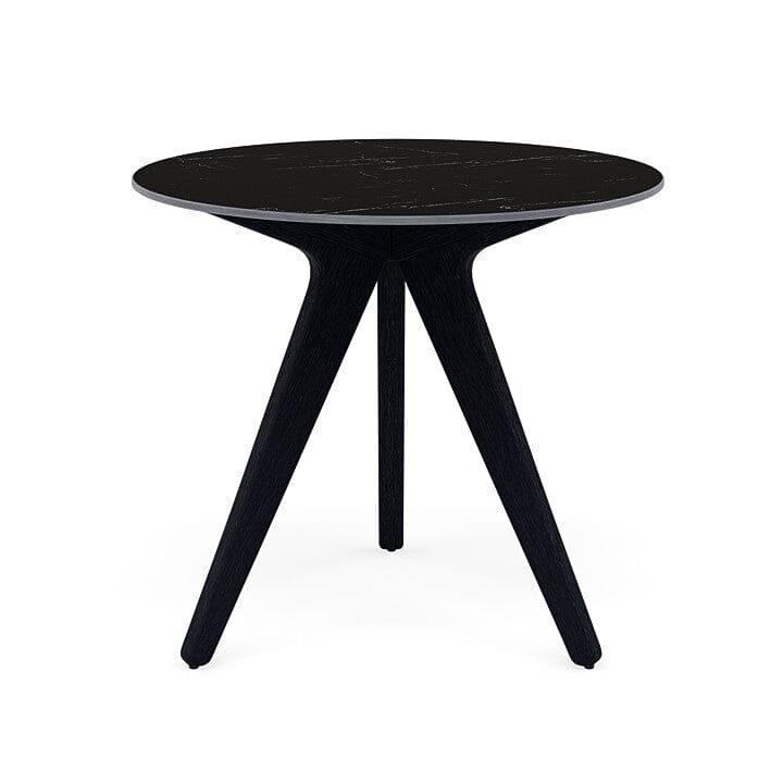 Manutti Torsa Table ø80cm M 90h Hauteur: 90cm Teak nero Céramique Marble Black 12mm (5K59)