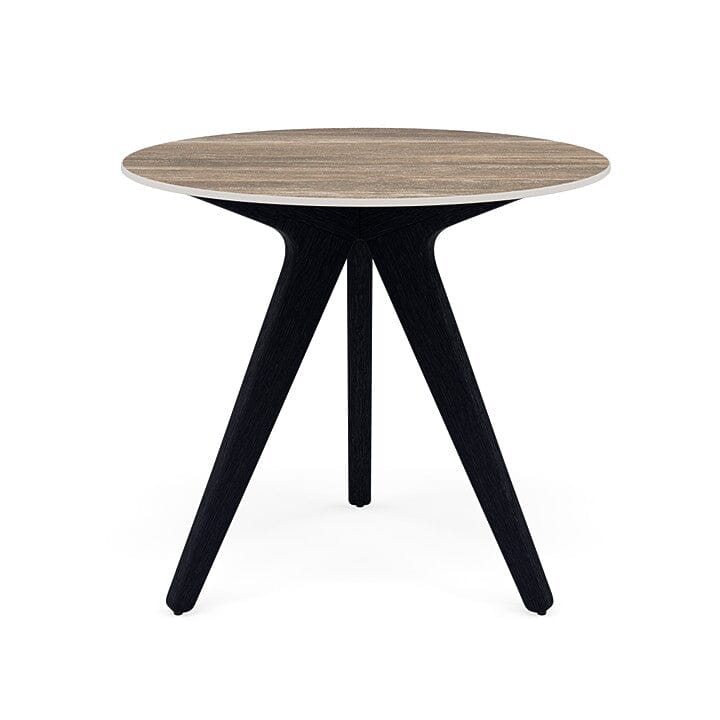 Manutti Torsa Table ø80cm M 90h Hauteur: 90cm Teak nero Céramique Travertin 12mm (5K54)