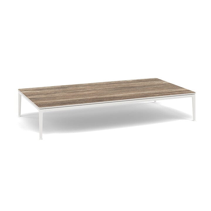 Manutti Zendo Sense Outdoor Side Table 150x80cm H:25cm White AF08 Ceramic Travertin 12mm 5K54
