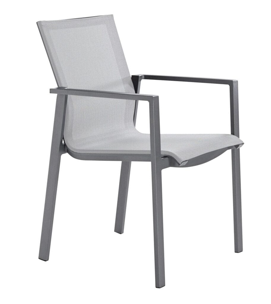 Mazuvo Trend Deluxe Fauteuil repas avec textilène Deluxe Soft Cadre Anthracite + Deluxe Soft Gris Clair