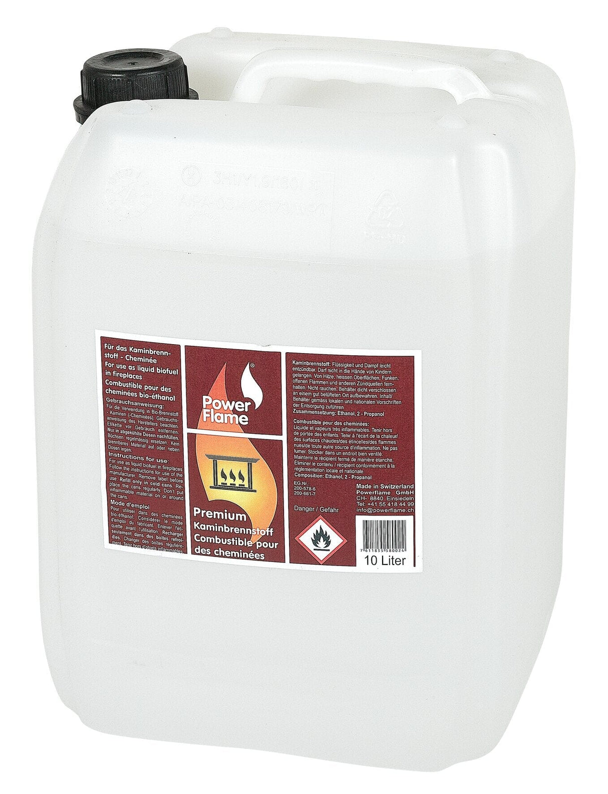 PowerFlame Bio-ethanol Premium 10L - Alcool à brûler pour cheminées - 10 litres