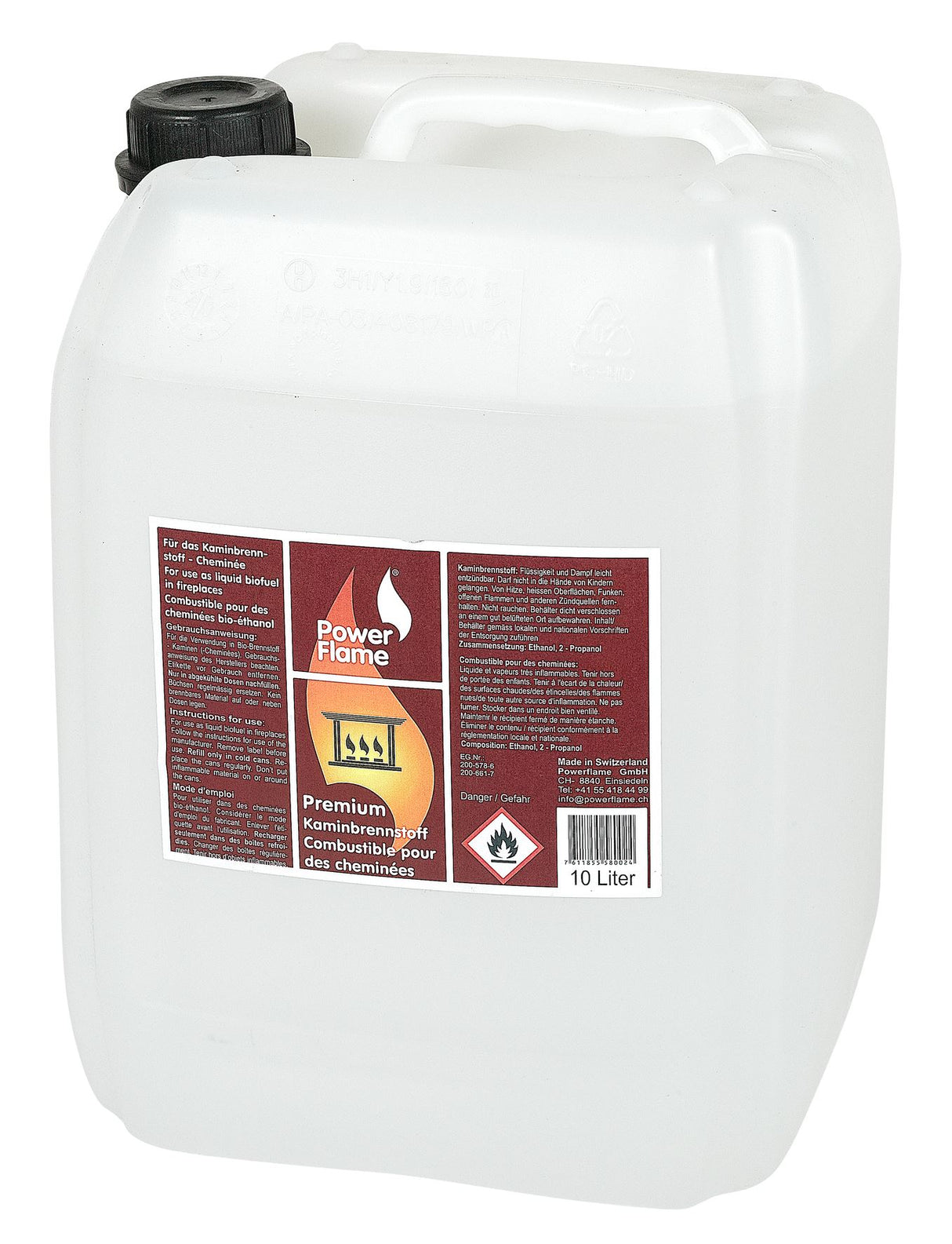 PowerFlame Bio-ethanol Premium 10L - Alcool à brûler pour cheminées - 10 litres