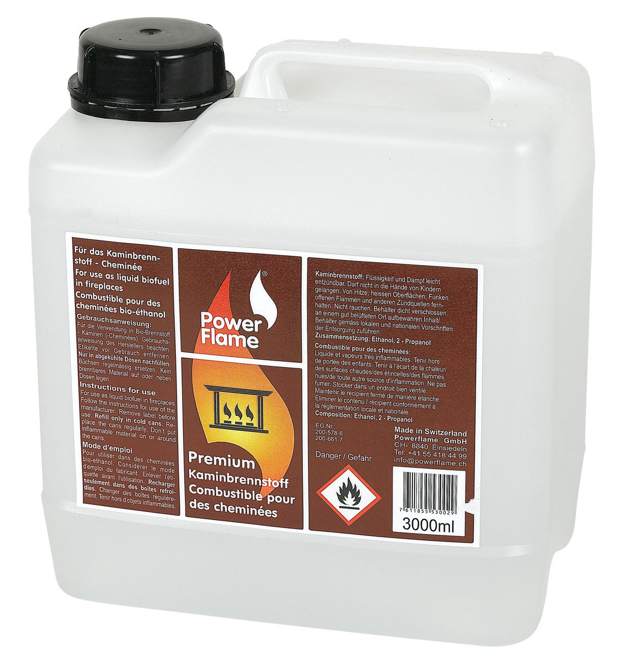 PowerFlame Bio-ethanol Premium 3L - Alcool à brûler pour cheminées - 3 litres
