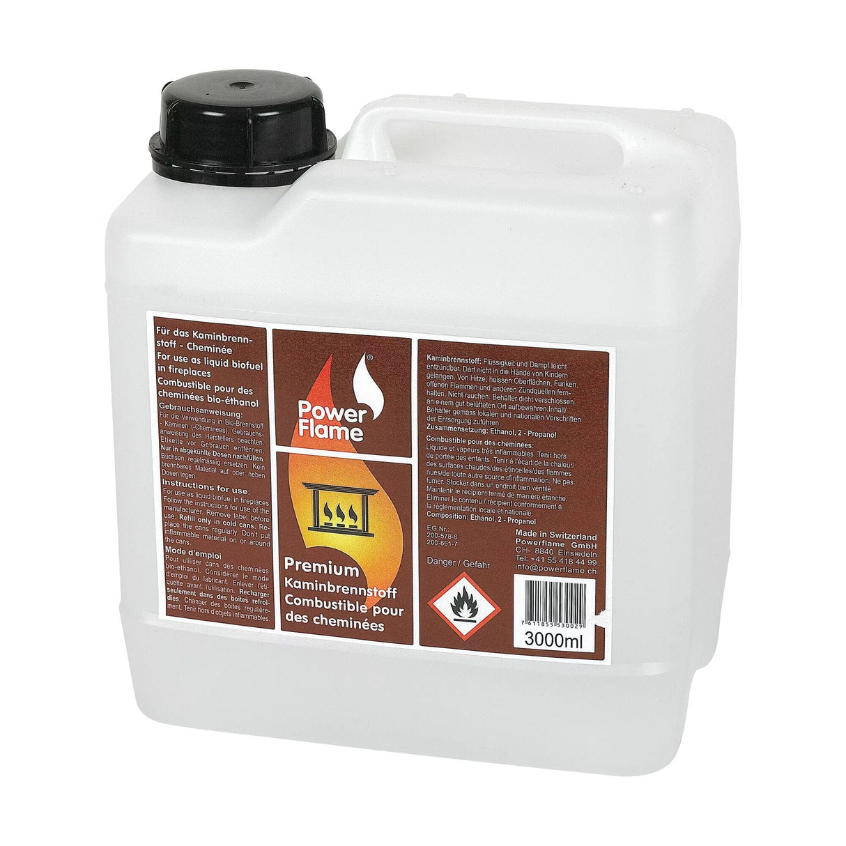 PowerFlame Bio-ethanol Premium 3L - Alcool à brûler pour cheminées - 3 litres