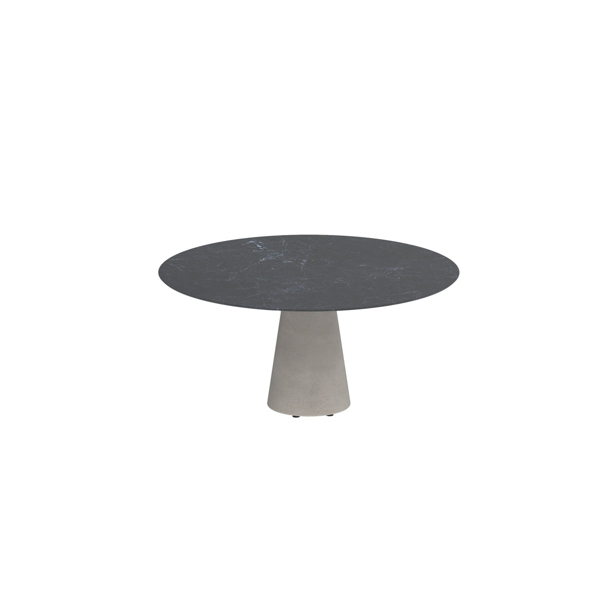 Royal Botania Conix Table ronde Ø160cm Dining Pied Béton Cement Grey CG - Plateau Céramique Nero Marquina NM