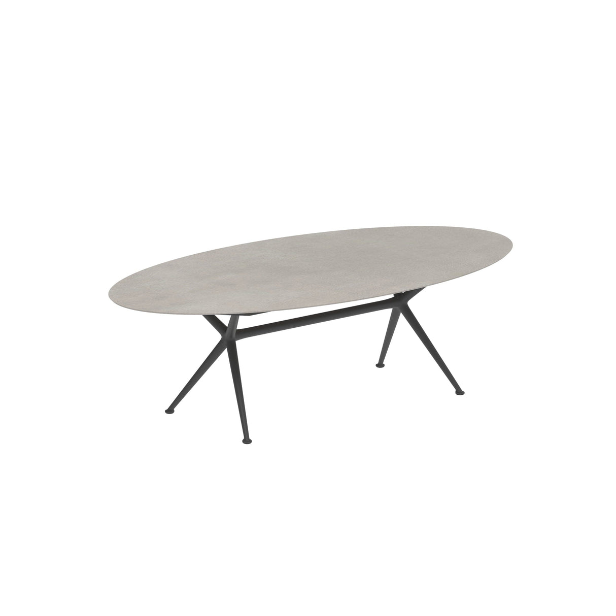 Royal Botania Exes Table Ellipse 250x130cm Pieds Alu Anthracite A - Plateau Céramique Cemento Luminoso CL