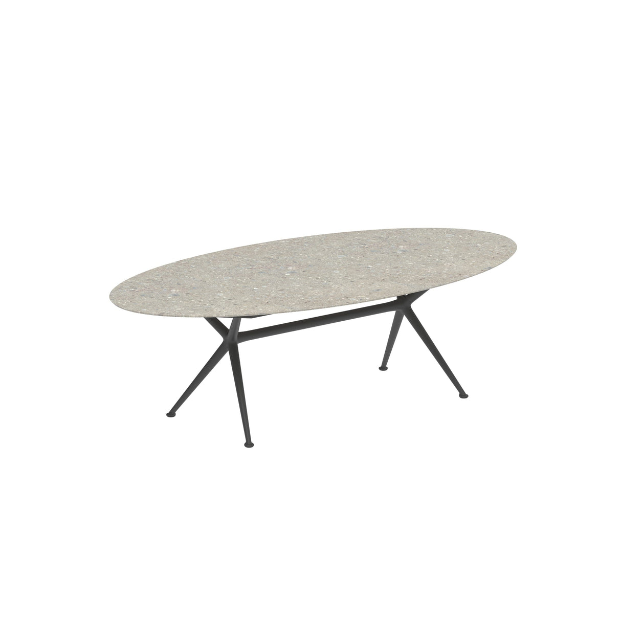 Royal Botania Exes Table Ellipse 250x130cm Pieds Alu Anthracite A - Plateau Céramique Ceppo Dolomitica CD