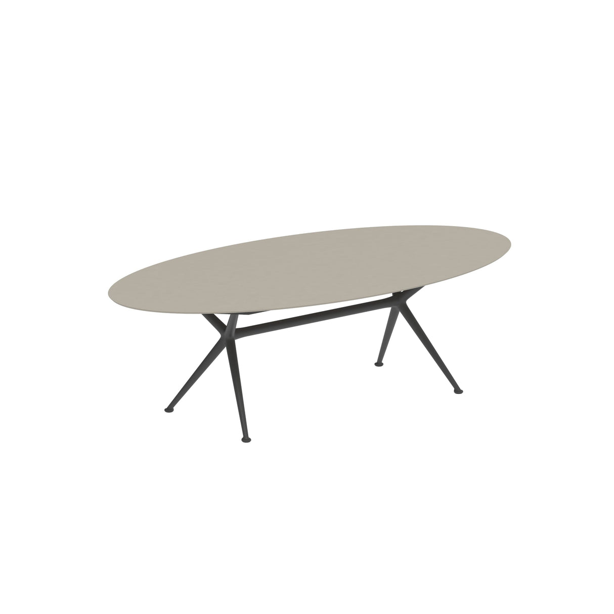 Royal Botania Exes Table Ellipse 250x130cm Pieds Alu Anthracite A - Plateau céramique Pearl Grey PG