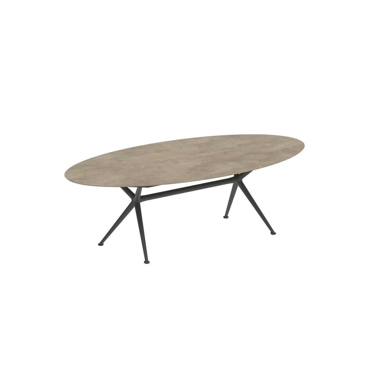 Royal Botania Exes Table Ellipse 250x130cm Pieds Alu Anthracite A - Plateau Céramique Terra Sabbia TS