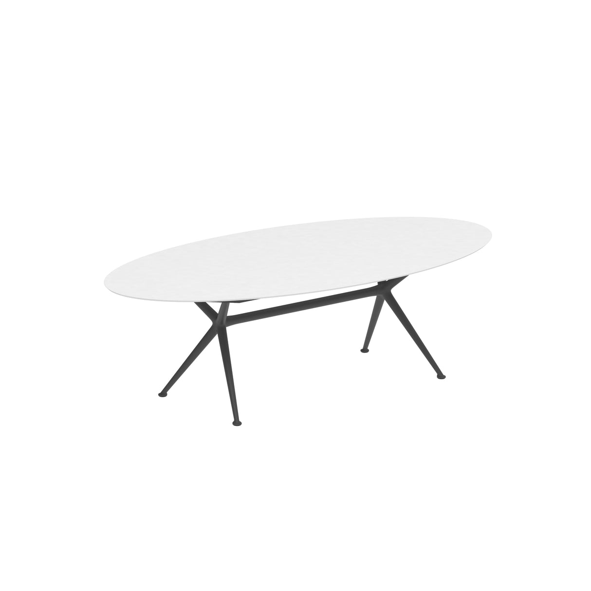 Royal Botania Exes Table Ellipse 250x130cm Pieds Alu Anthracite A - Plateau Céramique White WUM