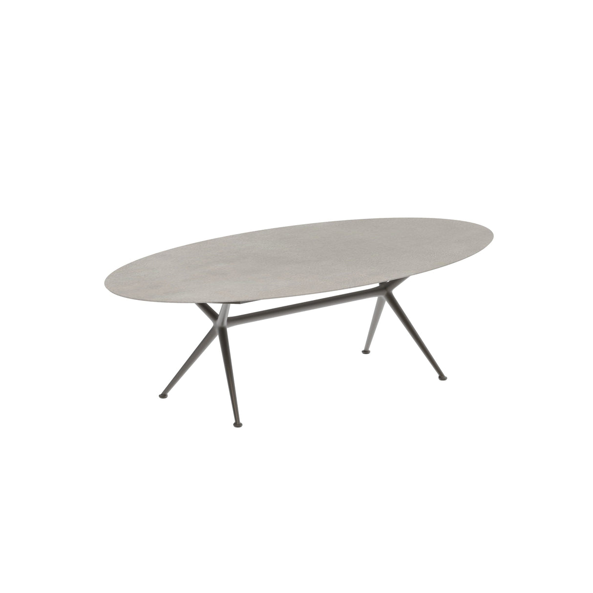Royal Botania Exes Table Ellipse 250x130cm Pieds Alu Bronze BR - Plateau Céramique Cemento Luminoso CL