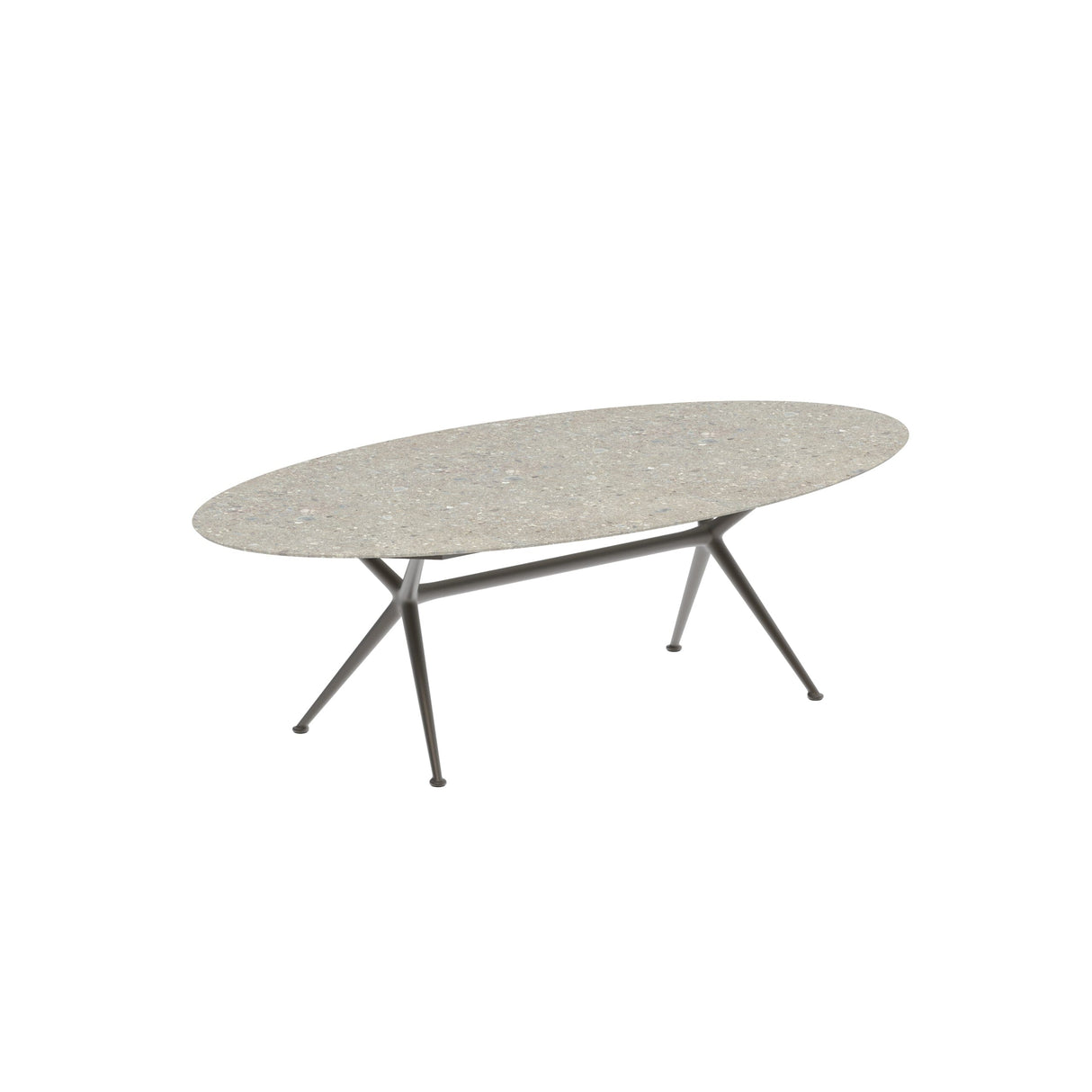 Royal Botania Exes Table Ellipse 250x130cm Pieds Alu Bronze BR - Plateau Céramique Ceppo Dolomitica CD